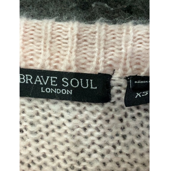 Brave Soul Color Block Sweater Stripe Sleeve Baggy - Picture 4 of 4